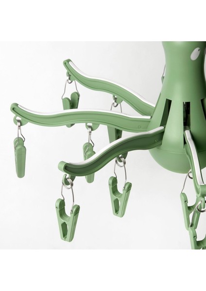 Yeşil 16 Mandallı Çamaşır Kurutma Askısı, Çok Renkli, Dayanıklı ve Pratik Kullanım