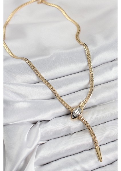 Pirinç Asansörlü Yılan Model Gold Renk Kadın Kolye fiyatları