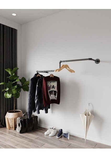 Şık Siyah Dekoratif Boru Askılığı, Estetik ve Fonksiyonel Tasarım ile