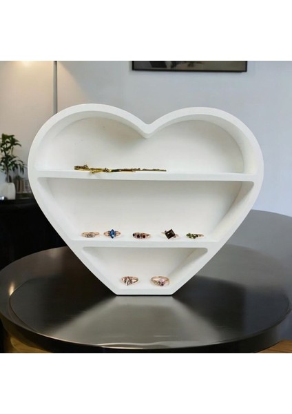Kalp Şekilli Takı Düzenleyici, Zarif ve Fonksiyonel, Beyaz, 27X23X4 cm