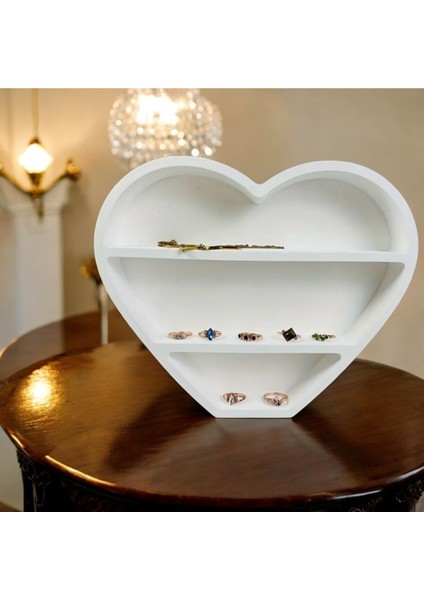 Kalp Şekilli Takı Düzenleyici, Zarif ve Fonksiyonel, Beyaz, 27X23X4 cm fiyatları