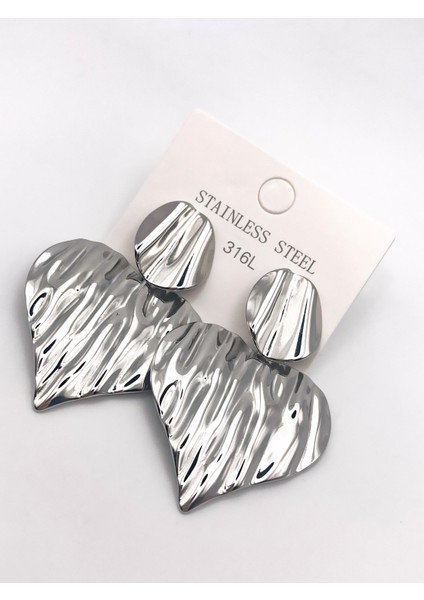 Çelik Küpe Asimetrik Tırtıklı Sallantılı Kalp Küpe fiyatları