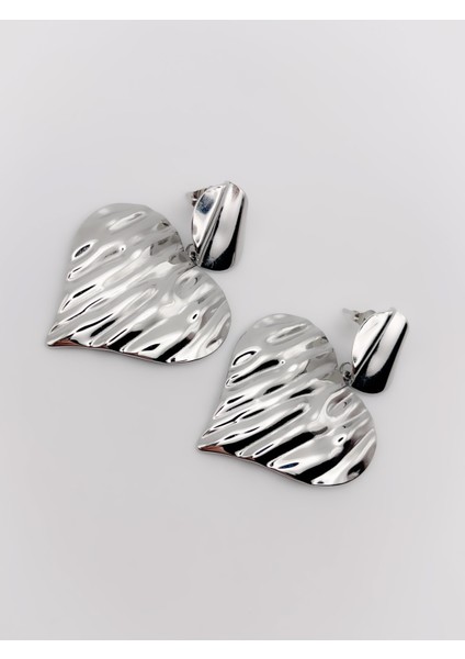 Çelik Küpe Asimetrik Tırtıklı Sallantılı Kalp Küpe indirimleri