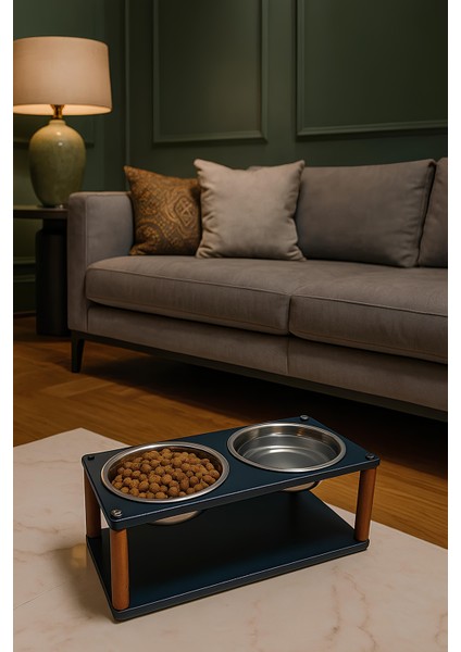 Modern Ahşap Demonte Kedi Köpek Mama Standı – 2'li Paslanmaz Çelik Kaseli Mama ve Su Standı Veynor Model fiyatları