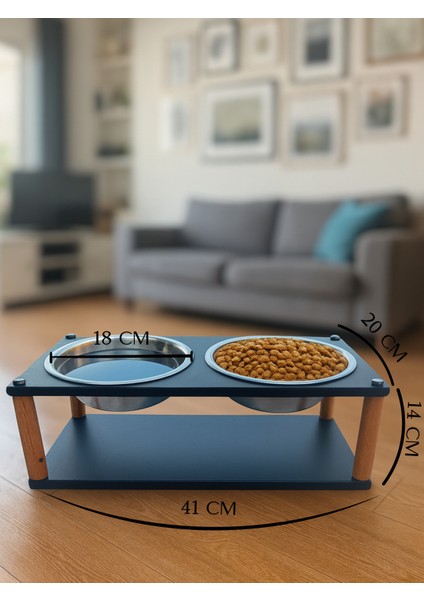 Modern Ahşap Demonte Kedi Köpek Mama Standı – 2'li Paslanmaz Çelik Kaseli Mama ve Su Standı Veynor Model modelleri