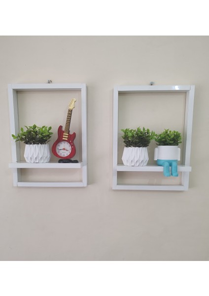 Beyaz Dekoratif Raflı Çerçeve - 2 Adet