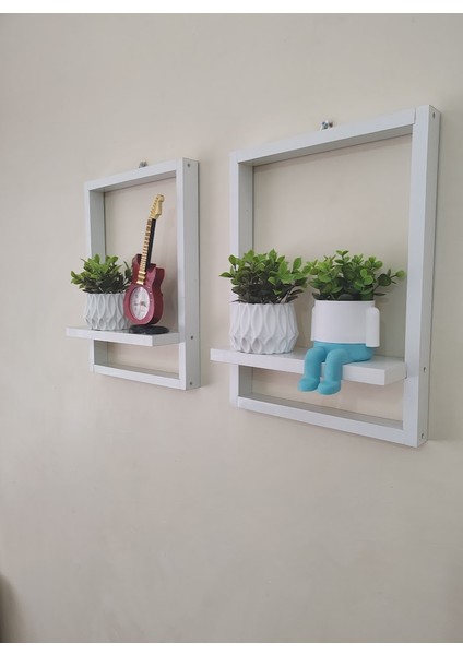 Beyaz Dekoratif Raflı Çerçeve - 2 Adet modelleri
