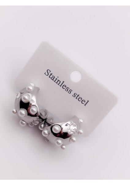 Çelik Küpe Multi Incili Halka Küpe modelleri