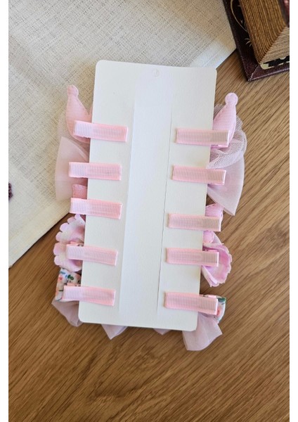 10'lu Pembe Kız Bebek Pens Toka Seti Kelebekli Fiyonk Kurdele Inci Tüllü Klips Çocuk Saç Tokası modelleri
