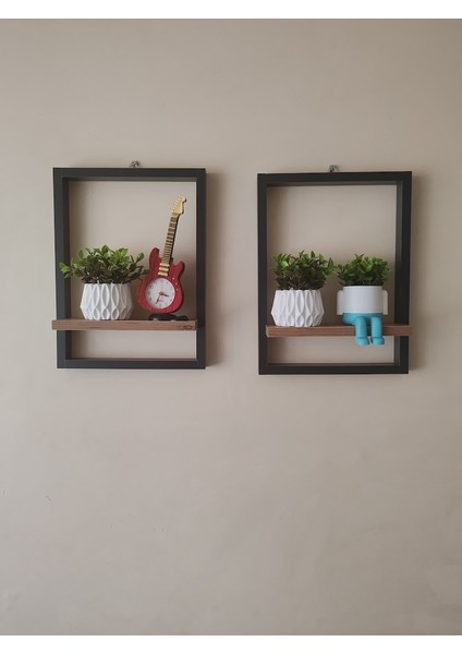 Antrasit Dekoratif Raflı Çerçeve - 2 Adet