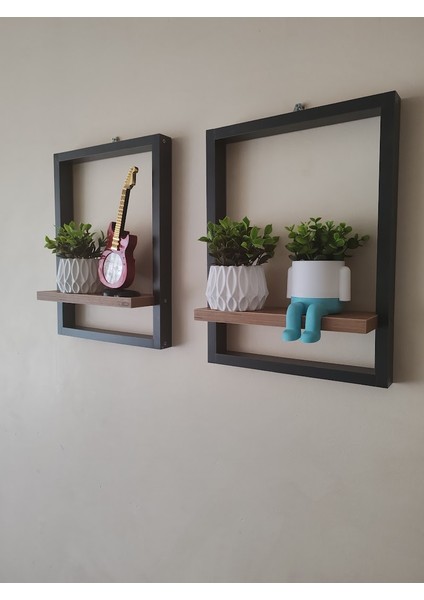 Antrasit Dekoratif Raflı Çerçeve - 2 Adet modelleri