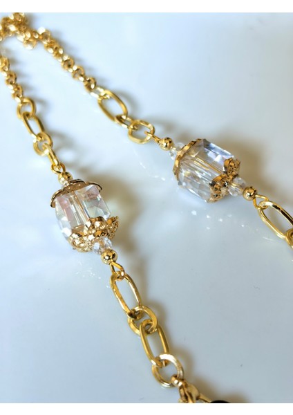 Gözlük Zinciri Altın kaplama zincirli Küp Kristal Taşlı Gözlük Askısı fiyatları