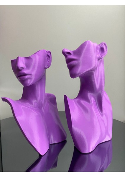 Mor Renk Dekoratif Takı Mankeni 2'li Set, 23 ve 21 Cm, Takı Teşhir ve Organizer modelleri