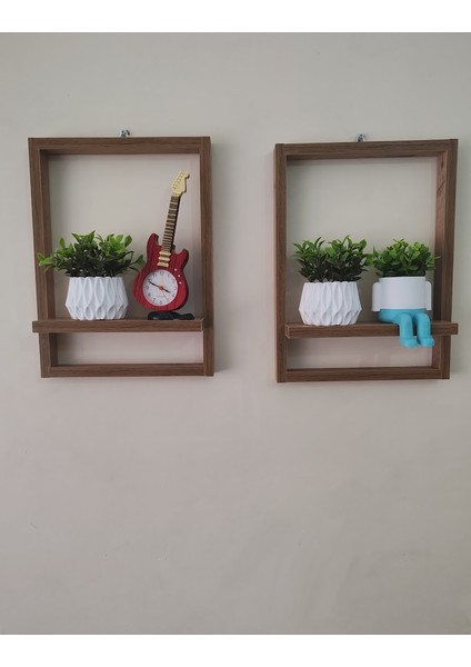 Atlantik Ceviz Dekoratif Raflı Çerçeve - 2 Adet
