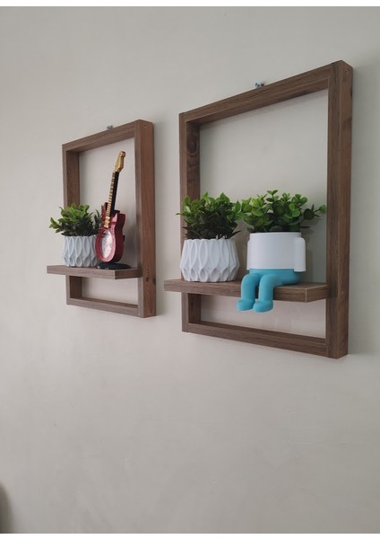 Atlantik Ceviz Dekoratif Raflı Çerçeve - 2 Adet modelleri