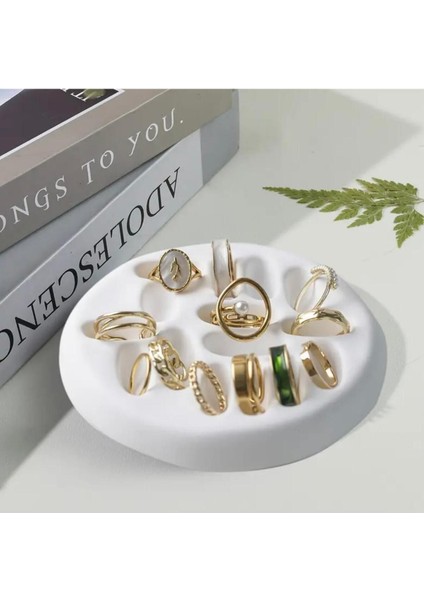 El Yapımı Beyaz Taş Tozu Küpelik, Zarif ve Minimal Takı Standı, 2 Adet fırsatları