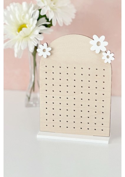 Kahverengi Ahşap Papatya Temalı Takı Düzenleyici Küpe Askısı modelleri