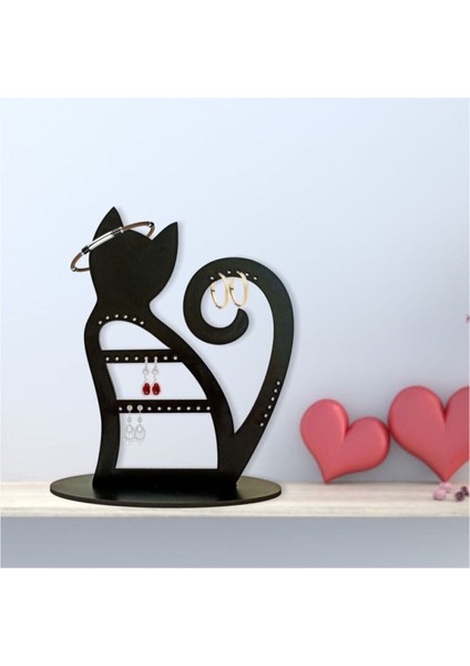Kedili Siyah Takı Küpe Standı, Şık ve Kullanışlı Dekoratif Aksesuar fiyatları