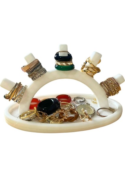 Beyaz Güneş Temalı Takı Düzeni, Yüzük ve Küpe Saklama Standı modelleri