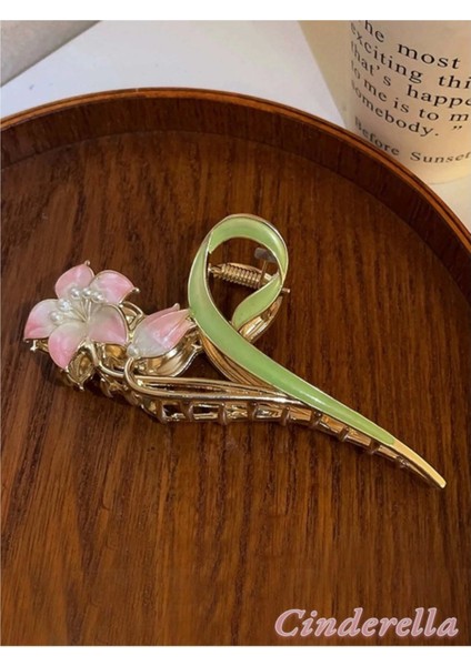 Çiçek ve Yaprak Tasarım Incili Metal Mandal Toka Gold - Zarif Kadın Mandallı Saç Topuz Tokası fiyatları