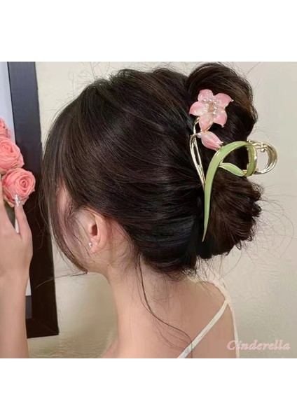 Çiçek ve Yaprak Tasarım Incili Metal Mandal Toka Gold - Zarif Kadın Mandallı Saç Topuz Tokası modelleri