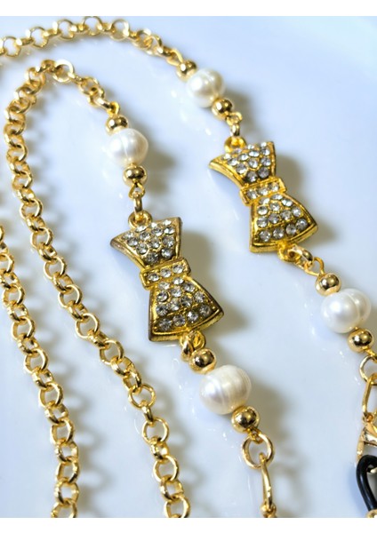 Bayan Gözlük Zinciri Gerçek Inci Boncuklu Zirkon Taşlı Kurdela Figürlü Gözlük Zinciri modelleri