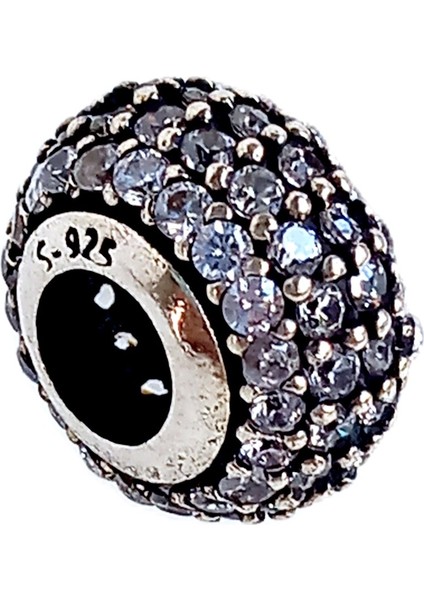 925 Ayar Gümüş Kafes Disk Tasarım Beyaz Zirkon Taşlı Pan Uyumlu Kadın Charm Doğum Günü Hediye