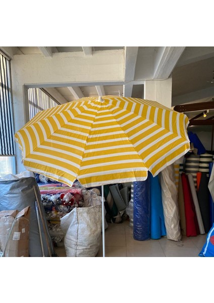 Sarı Beyaz Plaj Deniz Bahçe Balkon Şemsiye Bidon Hariç