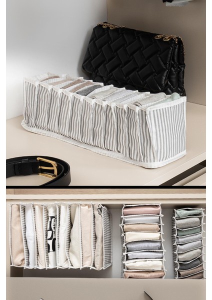 Akordiyon Organizer Çekmece Içi Düzenleyici Gri (S)