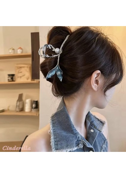 Zarif Incili Deniz Kızı Balık Kuyruğu Model Büyük Metal Mandal Toka - Gür Saç Mandallı Topuz Tokası fırsatları