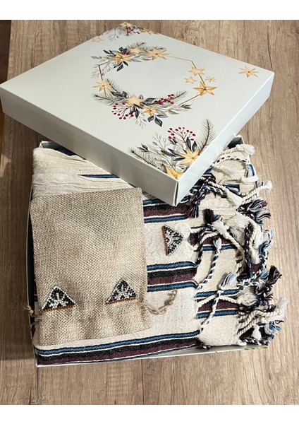 Kara Tezgah El Dokuma Erkek Peştemal ve Banyo Havlusu-Lavanta Keseli