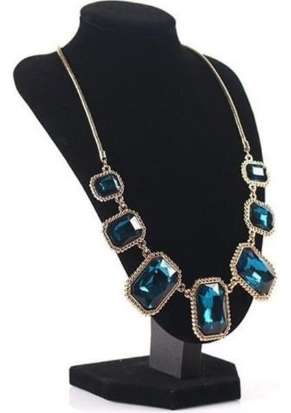 Kadife Kumaşlı Takı Vitrin Standı, Siyah, 16X21CM, Şık ve Zarif Tasarım