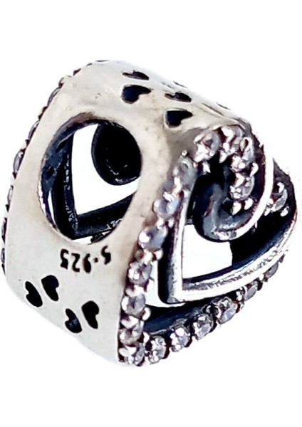 Gümüş Işıltılı Kafes Kalp Pan Tasarım Bileklik Uyumlu Kadın Charm 2 Sevgililer Günü Hediye fiyatları