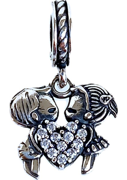 Gümüş Işıltılı Aşıklar Pan Tasarım Bileklik Uyumlu Kadın Charm Sevgililer Günü Hediye fiyatları