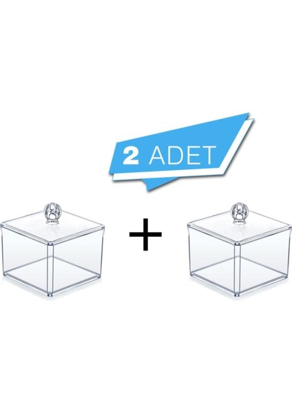 Turuncu Kare Makyaj Pamukluk Organizeri 2'li Set, Şık ve Pratik Saklama Çözümü