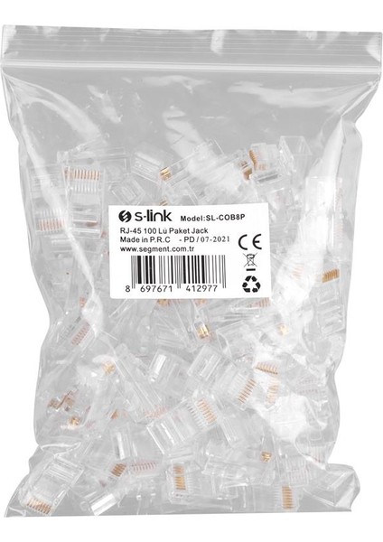 S-Lınk SL-COB8P Rj-45 Konnektör 100 Lü Paket fiyatları
