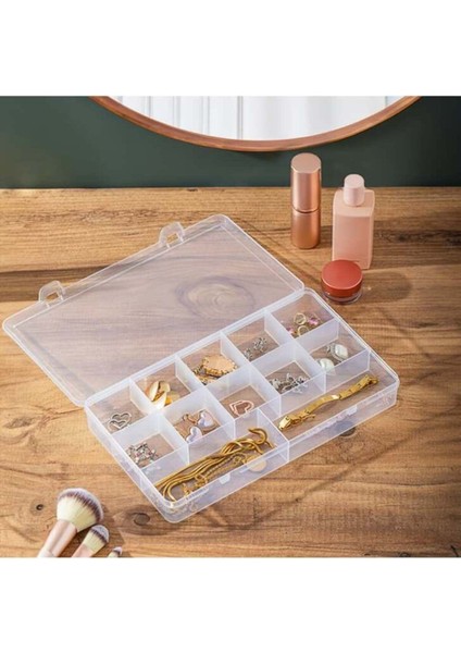 12 Bölmeli Takı Kutusu, Organizer, Düzenleyici, Beyaz, Yüzük, Kolye, Toka, Malzeme