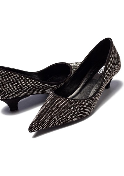 Taşlı Kadın Stiletto Abiye Taş İşlemeli Sivri Burun Kapalı Kısa Topuklu Ayakkabı 166 modelleri