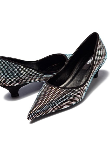 Taşlı Kadın Stiletto Abiye Taş İşlemeli Sivri Burun Kapalı Kısa Topuklu Ayakkabı 166 fırsatları
