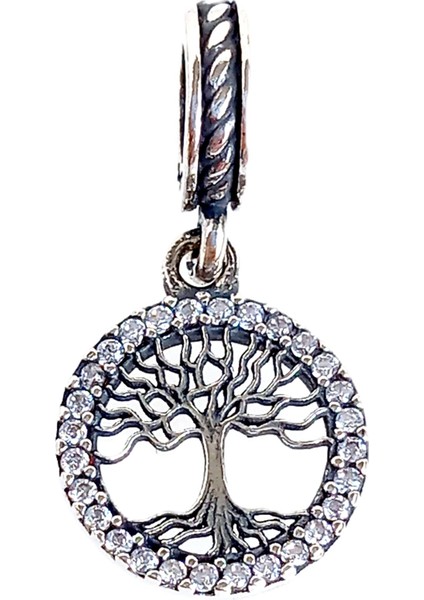 Gümüş Işıltılı Aile Yaşam Ağacı Pan Tasarım Bileklik Uyumlu Kadın Charm Sevgililer Günü Hediye