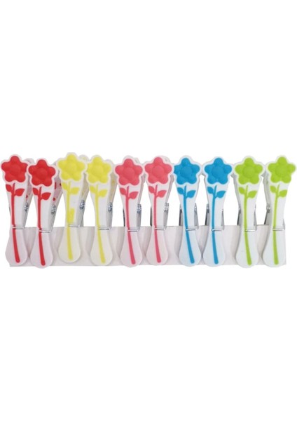 10 Adet Renkli Papatya Desenli Silikon Çamaşır Mandalı Seti