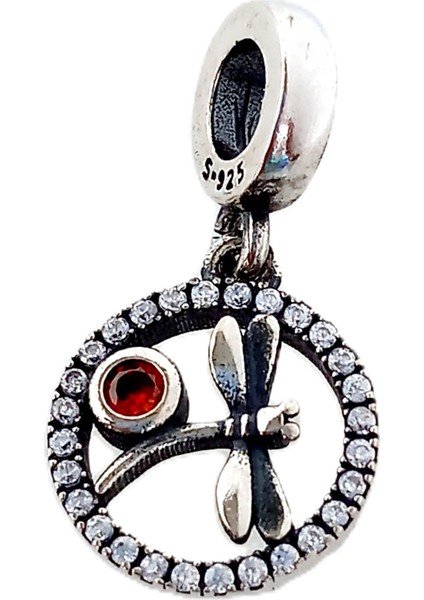 Gümüş Işıltılı Kırmızı Yusufcuk Pan Tasarım Bileklik Uyumlu Kadın Charm 1 Sevgililer Günü Hediye