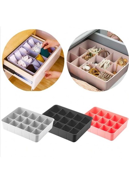 15 Bölmeli Çok Amaçlı Düzenleyici, Siyah, Pratik ve Şık Organizatör