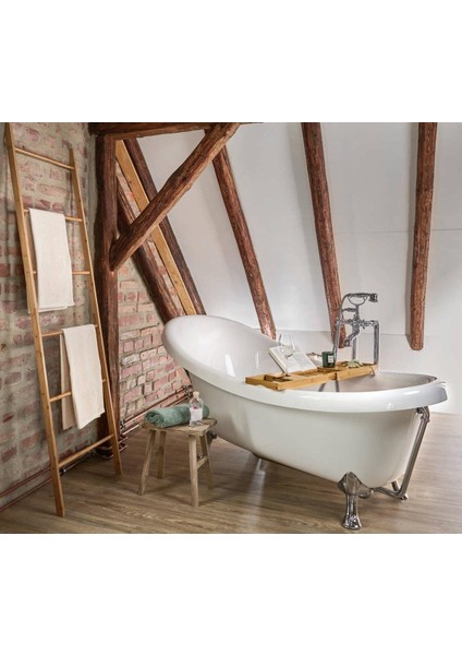 Gbmotion Bambu Küvet Üstü Banyo Tepsisi – Kitaplık, Kadehlik ve Sabunluk Bölmeli, Ayarlanabilir, Doğal Ahşap