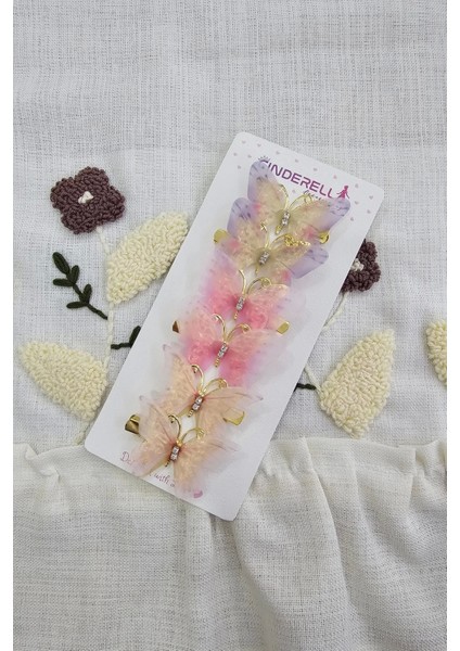 6'lı Özel Seri Tül Kanatlı Taşlı Kelebek Toka Seti 5cm - Hareketli Renkli Kelebekli Pens Saç Tokası fırsatları