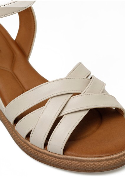 25S-281 5fx Bej Kadın Dolgu Topuk Sandalet