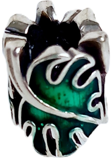 Gümüş Yeşil Devetabanı Yaprakları Pan Tasarım Bileklik Uyumlu Kadın Charm 1 Sevgililer Günü Hediye