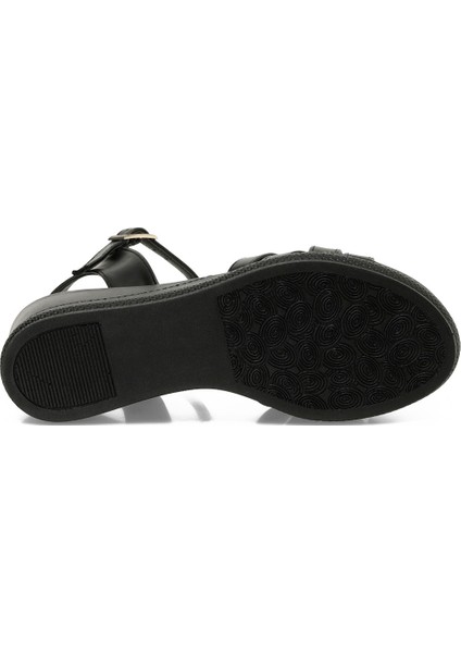25S-281 5fx Siyah Kadın Dolgu Topuk Sandalet