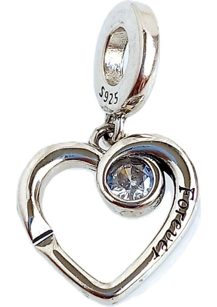 Gümüş Işıltılı Me Kalp Always Pan Tasarım Bileklik Uyumlu Kadın Charm 1 Sevgililer Günü Hediye