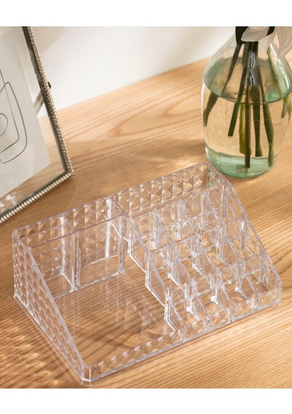 Şeffaf 16 Bölmeli Çok Amaçlı Makyaj ve Takı Organizeri Beyaz fırsatları